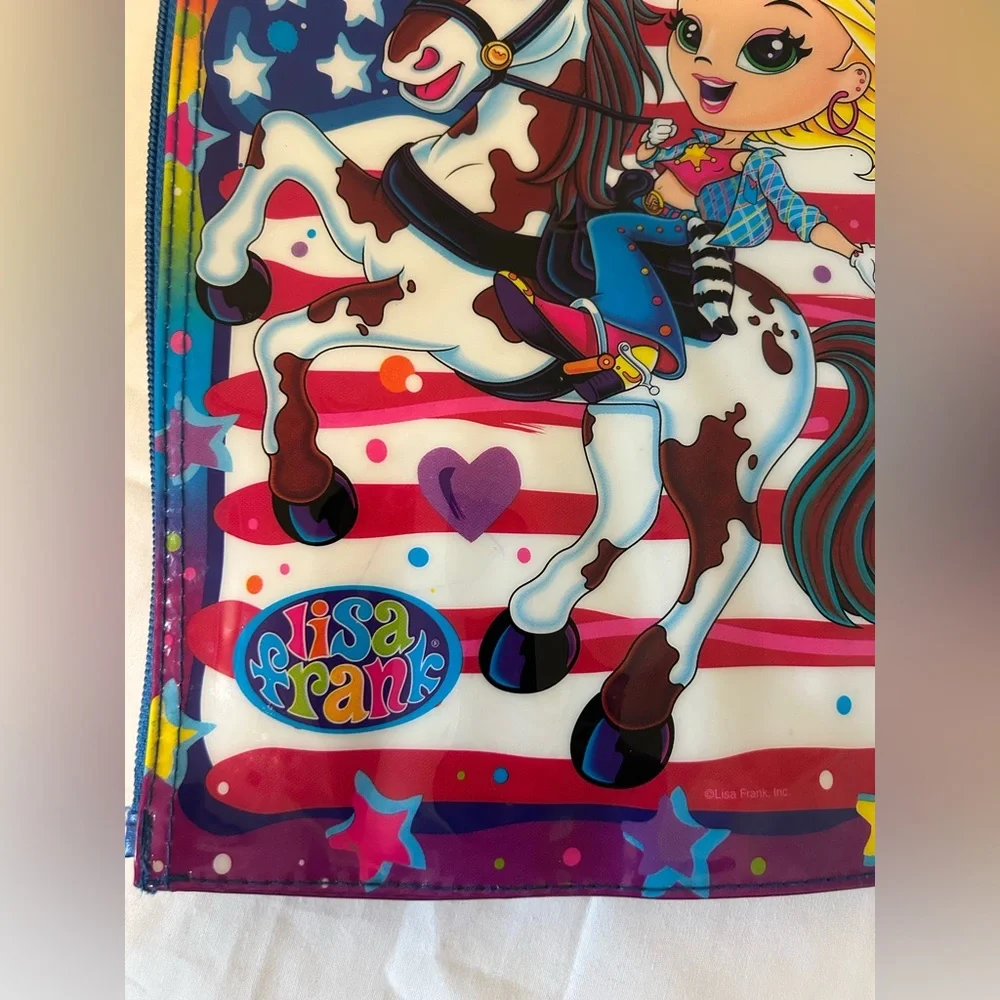 Lisa Frank Cowgirl American Horse Vintage 2003 3 Ring Pencil Case Pouch